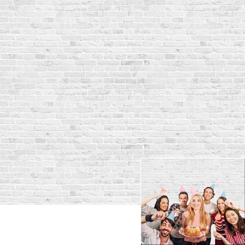 White Brick Wall Backdrop 10x8ft Rustic Vintage White Brick Photo Backdrop Baby Shower Wedding Birthday Party Photography Background Decorations Banner Photo Shoot Props - color: White, size: 10x8ft