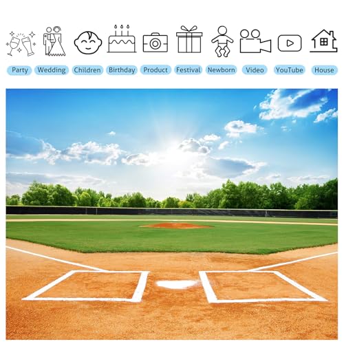 10x8ft Baseball Backdrop Baseball Field Stadium Photography Backgrounds for Sports Birthday Baby Shower Party Decor Baseball Theme Boys Students Adults Portrait Photo Booth Props - size: 10X8FT