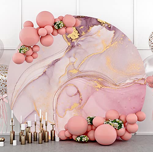 Yeele 7x7ft Abstract Art Marble Round Backdrop Pink Purple Gold Texture Marble Background for Photography Wedding Bridal Shower Girls Themed Birthday Decoration YouTube Polyester Photo Booth Props