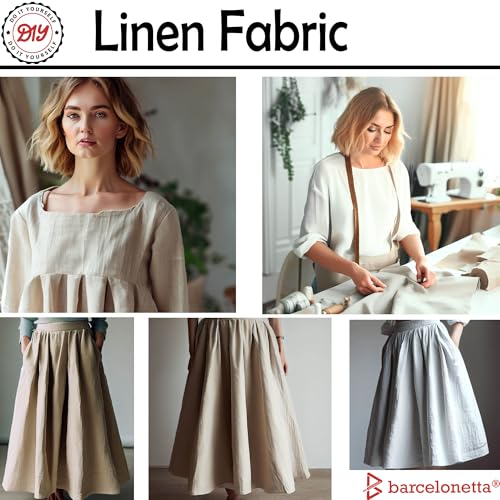 Barcelonetta | Linen Fabric | Natural Linen Cloth | Embroidery, Sewing | Soft, Breathable | 55" Wide | 70% Linen, 30% Rayon | Hemp, Jute, Needlework, Lining (Sand, 1 Yard) - color: Sand, size: 1 Yard