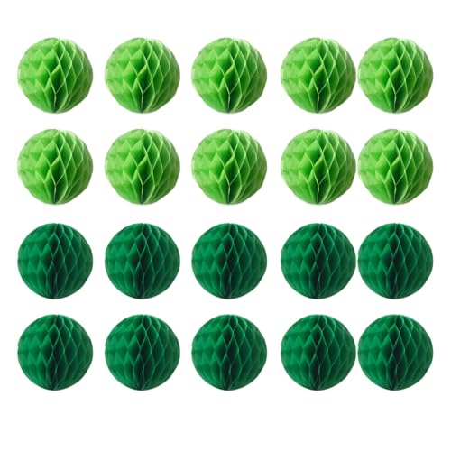 20pcs Honeycomb Flower Balls Party Honeycomb Balls Decoration Paper Flower Balls Tissue Paper Flower Ball Pom Poms Ball for Birthday Wedding Home Decor (6inch, Green Dark-Green) - color: Green Dark-green, size: 6 Inch