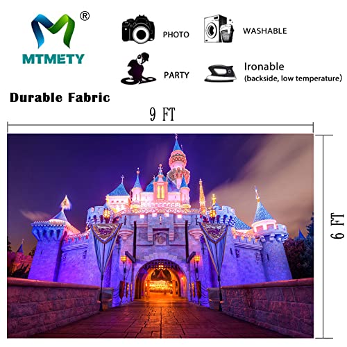 9x6ft Soft Fabric Happy Birthday Backdrop Fantasy Castle Night Scene Background for Birthday Party Supplies Decon Photo Booth Props RBJLSME034 - size: 9x6ft