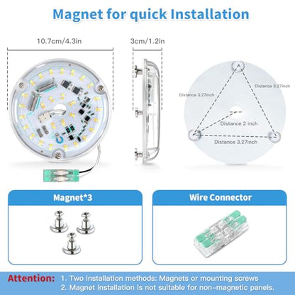 4 Inch LED Ceiling Fan Light Kit, 18W 2200LM 3000K 4500K 6000K Ceiling Fan Light Replacement, Round Ceiling Fan Light Kit Replacement, 120V, CRI90, Dimmable - color: 3CCT 3000/4500/6000K