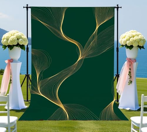 Photography Backdrop Photography Background Luxury Golden Emerald Abstract Gold line Arts Texture Green Emerald for Photoshoot Portrait Photo Studio Video Prop Birthday Party Booth Decor 10x8ft