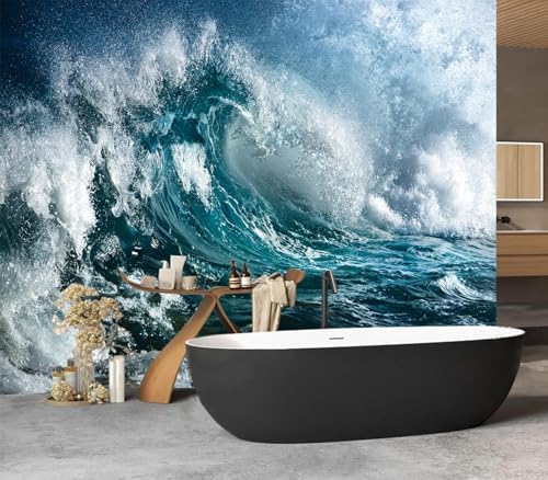 Cliouar-Ocean Wave Mural Wallpaper Peel and Stick 90" x 67" - color: No.14, size: 90" x 67"