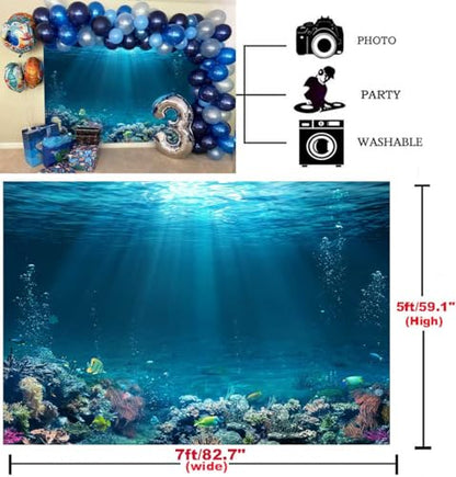 Sensfun 7x5ft Underwater World Backdrop Fabric Under The Sea Photography Backdrops Tropical Fish Coral Deep Ocean Sunlight Seabed Background Undersea Baby Shower Birthday Party Decoration Photo Props