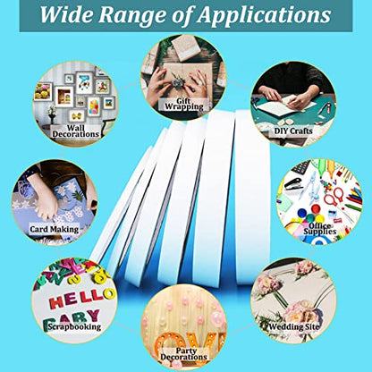 SmaringWing Double Sided Tape for Crafts, 6 Rolls Multi-Size Double-Sided Adhesive Tape for Arts, Photography, Gift Box, Scrapbooking, Card Making, Paper Backing - size: 5mm/ 6mm/ 8mm/ 10mm/ 12mm/ 15mm