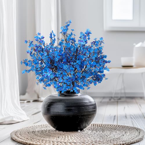 21 Stems Blue Babys Breath Artificial Flowers, 5 Branches Per Stem Spring Decor Blue Artificial Gypsophila Flowers Bouquet for Centerpiece Outdoor UV Garden Home Decoration - color: Blue
