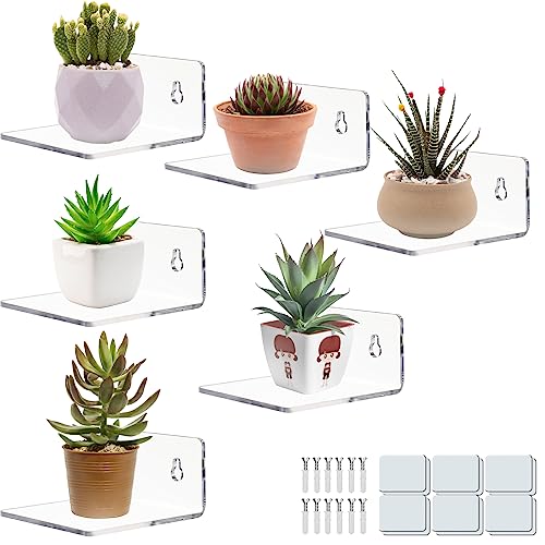 Acrylic Wall Shelves for Storage,Floating Shelf,Acrylic Display Shelves,Ledges for Pop Figures,Plant,Picture Photo for Bedroom Decor Living Room - color: Clear, size: 3.9 Inch 6Pack