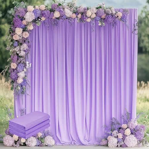 Wokceer Lavender Purple Backdrop Curtain for Wedding Parties 3 Pack 10x10FT Wedding Curtains Photo Backdrop Drapes Polyester for Photoshoot Baby Shower Birthday Party Background 6 Panels 5x10FT - color: Lavender Purple, size: (3 Pack)10FTx10FT
