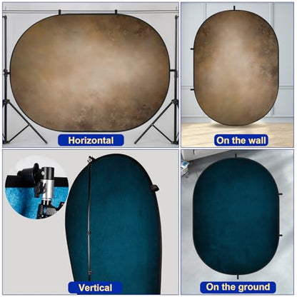 Kate Collapsible Backdrop Brown Blue Pop Up Background Portable for Headshot and Portrait Photography, Video, 5x6.5ft - color: CB06