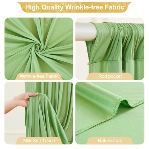 24x10FT Sage Green Backdrop Curtains for Wedding Parties, Wrinkle Free Polyester Photography Backdrop Drapes for Wedding Baby Shower Birthday Parties Stage Background Stand Decorations 4x10ft,6 Panels - color: Sage Green, size: W4' x H10'(6 Panels)