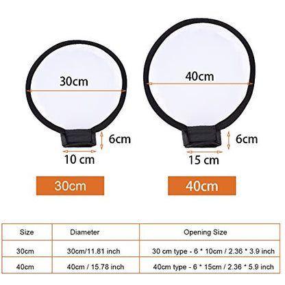 Foldable Flash Diffuser, Mini Portable Round Beauty Dish Flash Diffuser Softbox (40cm)