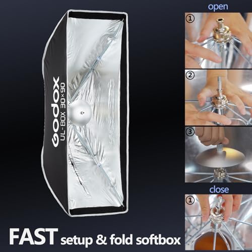 Godox 30x90cm Strip Softbox Quick Release, UL 11.8"x35.4" Honeycomb Grid Soft Box Bowens Mount with Diffusers/Diffuser Plate for Portrait Photgraphy Studio Monolight Video Light, Streaming - size: UL-30x90cm