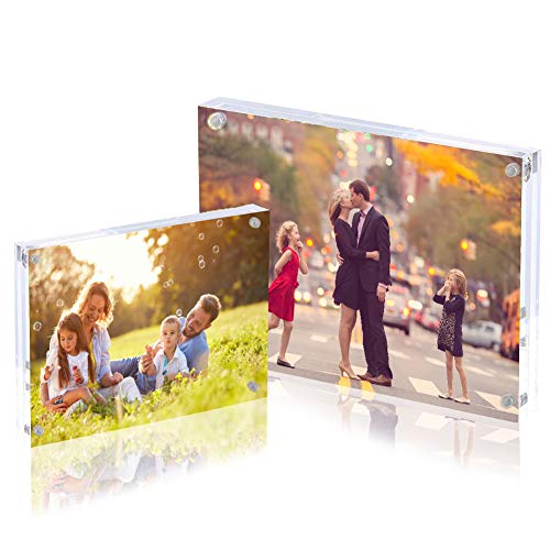 Premium Acrylic Photo Frame 4x6-5 Pack Gift Box Package, Clear Free Standing Desktop Magnetic Frame Double Sided Best Gift for Family, Perfect Decorate Birthday Wedding Party - size: 4x6"-5