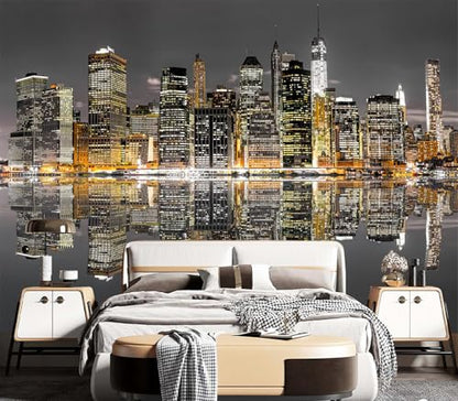 Cliouar-Aerial View of Manhattan, New York City Mural Wallpaper Peel and Stick 90" x 67" - color: No.10, size: 90" x 67"