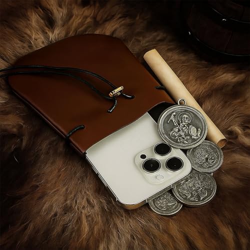 Medieval Back Sword Frog Holder Bracers Belt and Belt Pouch Viking Warrior Costume Renaissance Accessory Cosplay Props - color: Brown