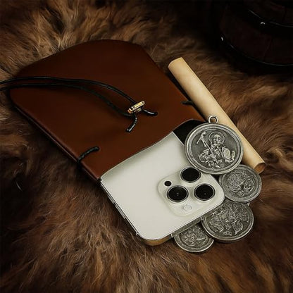 Medieval Back Sword Frog Holder Bracers Belt and Belt Pouch Viking Warrior Costume Renaissance Accessory Cosplay Props - color: Brown