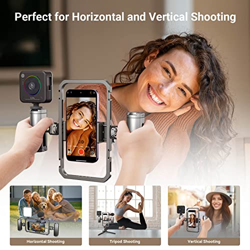 SmallRig Universal Smartphone Video Rig for iPhone 17 16 15 14 for Samsung, Filmmaking Vlogging Rig Aluminium Alloy Phone Video Cage Grip with Cold Shoe Mount for Videomaker Videographer - style: Cage