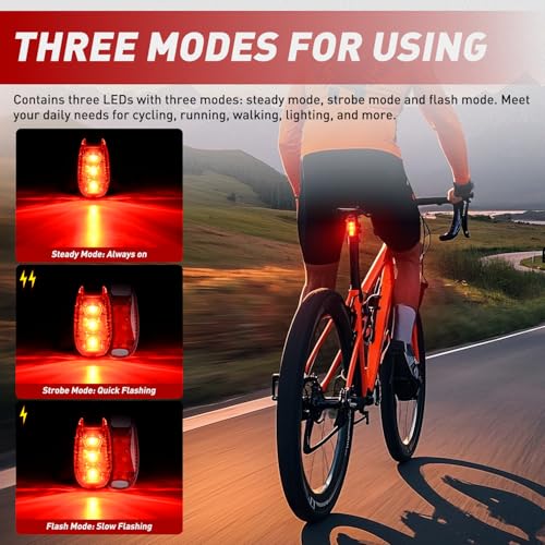 Nilight LED Safety Light 4PCS Red Marine Navigation Bike Tail Lights Three Modes Waterproof Reflective Gear Clip On Flash Strobe Indicator Lamp for Night Boating Fishing Cycling Jogging - color: 3LED Safety Light-Red