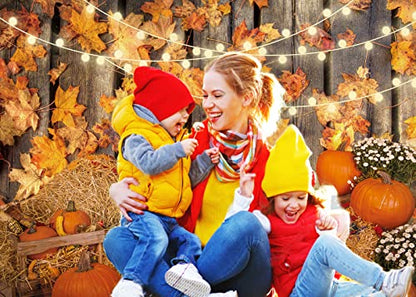CHAIYA 8x6FT Fall Thanksgiving Photography Backdrop Autumn Maple Leaves Hay Pumpkins Background Thanksgiving Party Supplies Farm Harvest Event Banner Becoration Photo Booth Props CY193