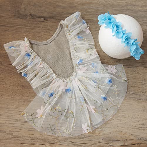 Zeroest Baby Photography Props Lace Hats Outfit Newborn Photo Shoot Outfits Infant Photos Baby Girl Photoshoot - color: Grey