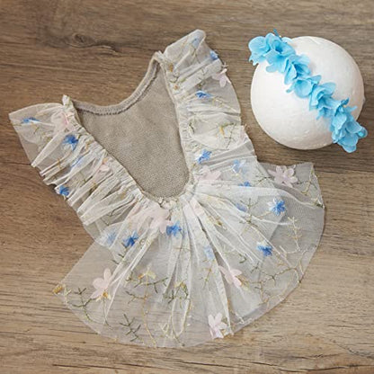 Zeroest Baby Photography Props Lace Hats Outfit Newborn Photo Shoot Outfits Infant Photos Baby Girl Photoshoot - color: Grey