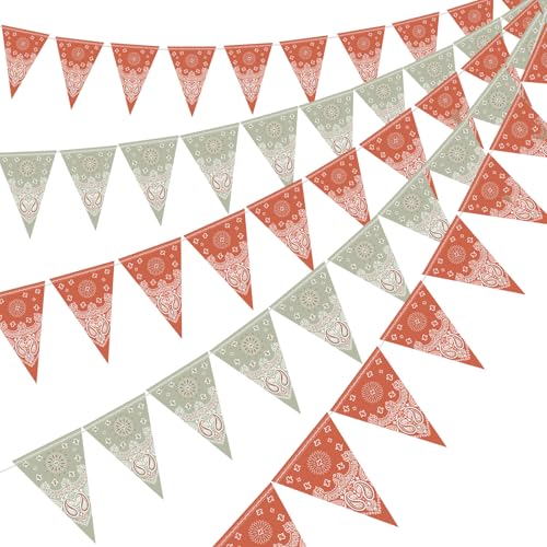 5 Pack Western Cowboy Party Decorations Bandana Pennant Banner Rodeo Decorations Banner Wild West Party Decor for Western Cowboy Themed Yee Haw Country Party Supplies (Green) - color: Green