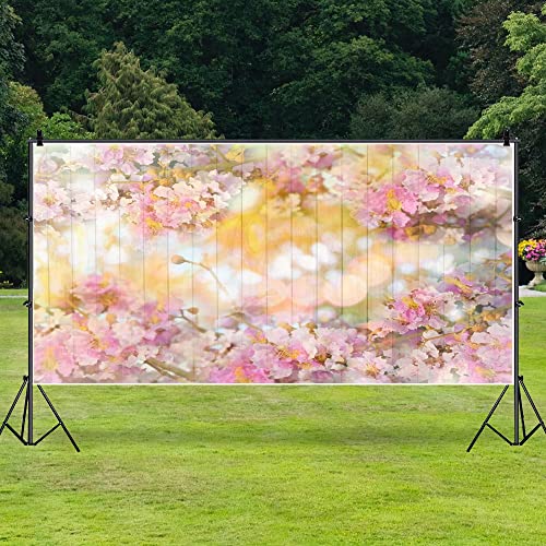 AOFOTO 15x8ft Pink Floral Wood Backdrops Spring Blossom Flowers Wooden Wall Valentines Day Decoration Wallpaper Photography Background Newborn Kids Baby Portrait Photoshoot Photo Studio Props Vinyl - size: 15x8ft
