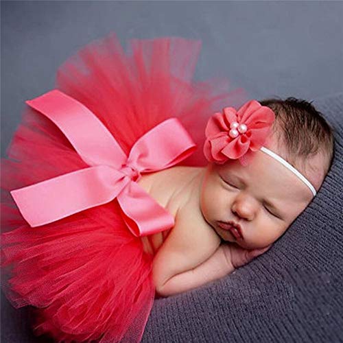 Matissa Newborn Baby Girl/Boy Crochet Knit Costume Photography Prop Hats Outfits - color: Baby Tutu Red