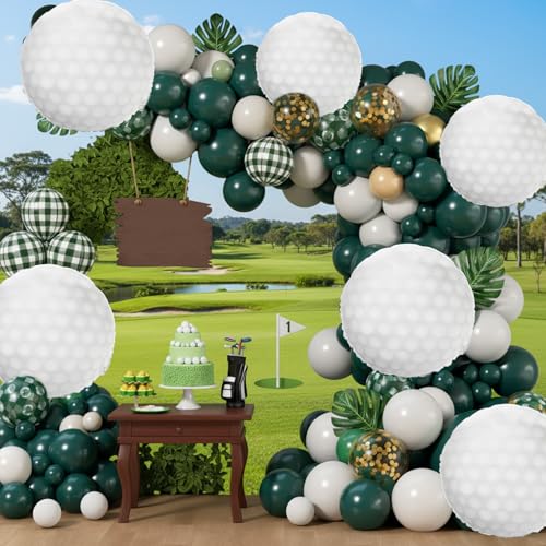Biapian Golf Balloons Set, 18 Inch Golf Aluminum Foil Balloons, 6 Pcs Large Sports Golf Ball Themed Party Balloon Helium for Boys Men Hole In One Birthday Sport Birthday Party Decorations Supplies - style: Golf