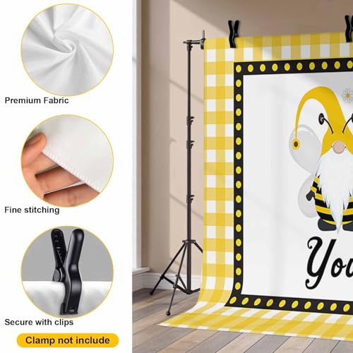 Bee Lieve Backdrop for Photography, in Yourself Gnomes Sunflower Yellow Grid Photo Backdrop Portrait Background Party Banner Photo Backgrounds for Studio Booth Props, 10x8ft - color: Yellow, size: 10x8FT