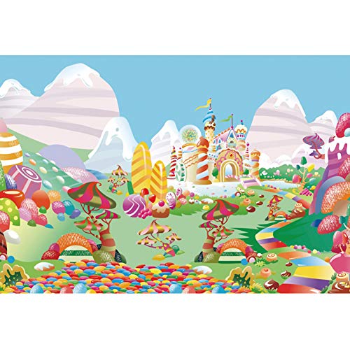 Leyiyi 12x10ft Sweet Cartoon Candyland Backdrop Candy House Fairy Tale Castle Photography Background Banner Cake Table Decor Birthday Party Decorations Newborn Baby Shower Photo Booth Props - size: 12x10ft