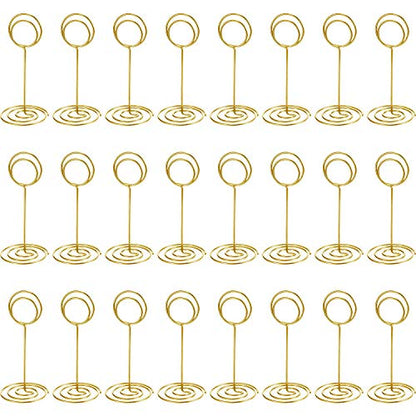 TecUnite 24 Pieces 3.35 Inch Table Number Holder Place Card Photo Holder Picture Name Menu Clips Memo Cards Stand for Wedding Reception Anniversary Birthday Party Centerpieces (Gold) - color: Gold