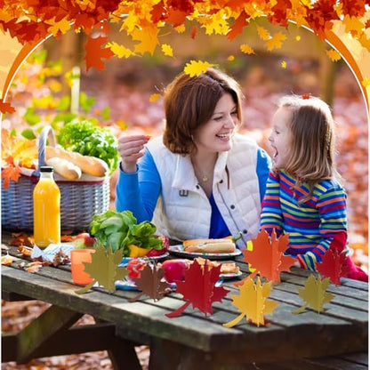 Soaoo 24 Pcs Thanksgiving Leaves Decorations Farmhouse 3D Fall Table Decor Centerpiece Wooden Maple Leaf Block Signs for Autumn Harvest Tiered Tray Party Shelf Display - size: Various Size, style: Maple Leaf