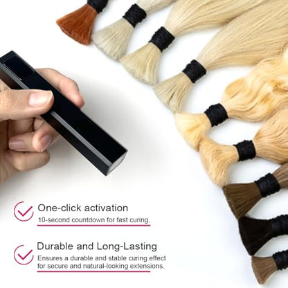 UV Lamp Hair Extension Tool Kit Invisible Hair Extensions UV Lamp 30g UV Hair Glue with 30ml Glue Remover Plastic Eyebrow Comb for UV Hair Set Eyelashes Extensions - color: Blush Lilac