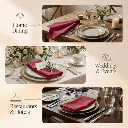 ACCENTHOME Accent Home 100% Cotton Napkins, Delicate Cloth Napkins for Dinners, Parties and Weddings，18 x 18 Inch Set of 12 - Red - color: 06 - Red - Twill, size: 18"x18" - Pack of 12