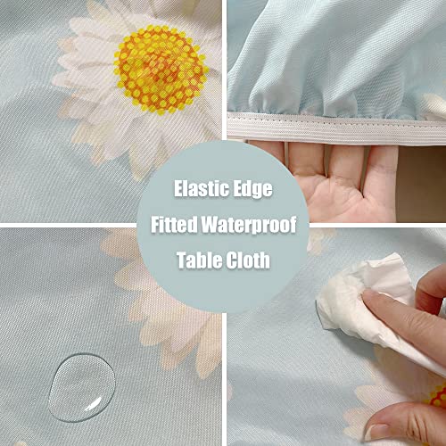 Oval Fitted Tablecloth Polyester, Blue Lines Aged Wood Texture Background, Elastic Edge Cover for Kitchen Island, Patio, Card Tables and Party Use, Fits 48"x68" Oval Tables - color: Wood Texture -1, size: 48" x 68" (Oval)