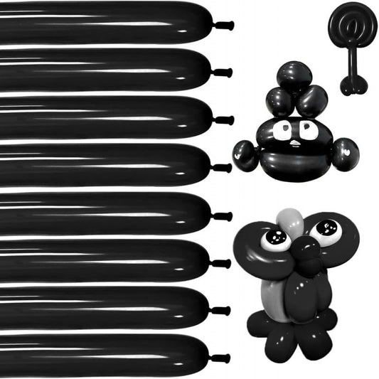 20 Pack Clips for Balloon Arch & 100 Pcs Long Skinny Balloons - Clear Heavy-Duty Clamps for Backdrop and Balloon Decoration Kit, Balloon Clips for Balloon Arch Birthday Party Crafts Photography Studio - color: 20 Black Clips + 100 Black Balloons