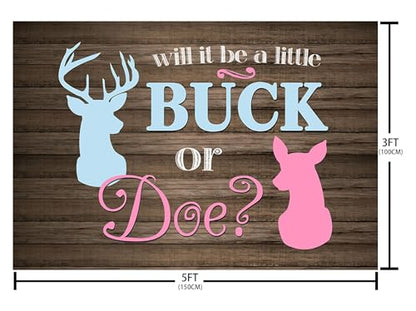MEHOFOND 5x3ft Buck or Doe Gender Reveal Baby Shower Backdrop Rustic Wood Boy or Girl Deer Photography Background Banner for Dessert Table Supplies Party Decoration Photo Shoot Props - size: 5x3ft