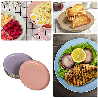 CAMBUY Wheat Straw Plates Lightweight Unbreakable Dinner Dishes Plates Set Dishwasher & Microwave Safe (Small 6 Pack 5.9') - color: Small Multicolour