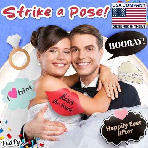 Wedding Photo Booth Props - 70 Pieces, Multicolored - Fun Photoshoot Party Selfie Accessories - Silly Group Picture Favors for Wedding Reception, Anniversary, Engagement, or Shower - color: Multicolored, size: 1 Set(70Pcs)
