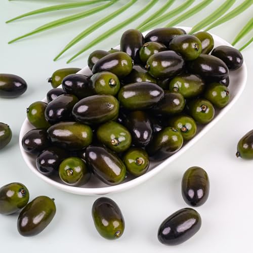 50 PCS Fake Fruits Artificial Olives Simulation Realistic Harvest Party Decor House Kitchen Vase Filler Home Fall Farmhouse Restaurant Photography Props - color: 4