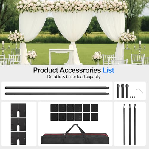 Heavy Duty Backdrop Stand 10x20ft, Pipe and Drape Backdrop Stand Kit, Adjustable Metal Frame, Background Stand Backdrop for Wedding Birthday Party Decorations-Black