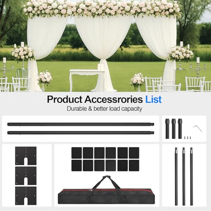 Heavy Duty Backdrop Stand 10x20ft, Pipe and Drape Backdrop Stand Kit, Adjustable Metal Frame, Background Stand Backdrop for Wedding Birthday Party Decorations-Black