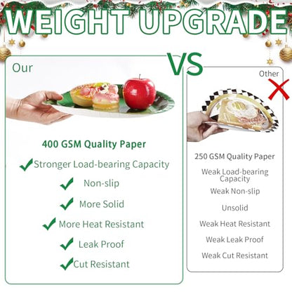 50 PCS Green Oval Paper Plates 10" x 12" Large Graduation Plates Disposable Heavy Duty Green Graduation Paper Plates for Congrats Grad Irish Holiday Party Decorations Supplies - style: Green Oval Plates