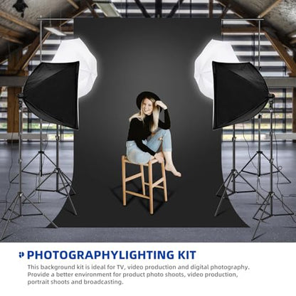 Photography Lighting Kit with 8.5x10ft Backdrops, LED Bulbs, Softboxes & Umbrellas - Complete Studio Setup for Video & Photo Shoots