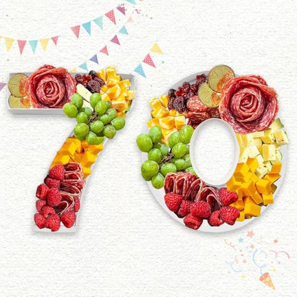 Charcuterie Cardboard Number Fillable Shaped Treat Decorative Box Anniversary Birthday Table Centerpiece (70 Style, 9inch) - size: 9inch, style: 70 Style