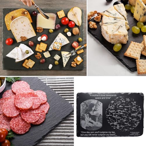 8 Pack 12 x 8 Inch Slate Cheese Boards, Black Rectangle Slate Charcuterie Boards, Natural Charcuterie Stone Plates for Parties, Gifts, and Special Events, Cheese, Sushi, Food. - size: 8 Pack 12 X 8 Inch