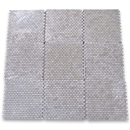 Stone Center Online Crema Marfil Marble 5/8x3/4 Mini Brick Mosaic Tile Polished Kitchen Bath Wall Floor Backsplash Shower (1 Sheet)
